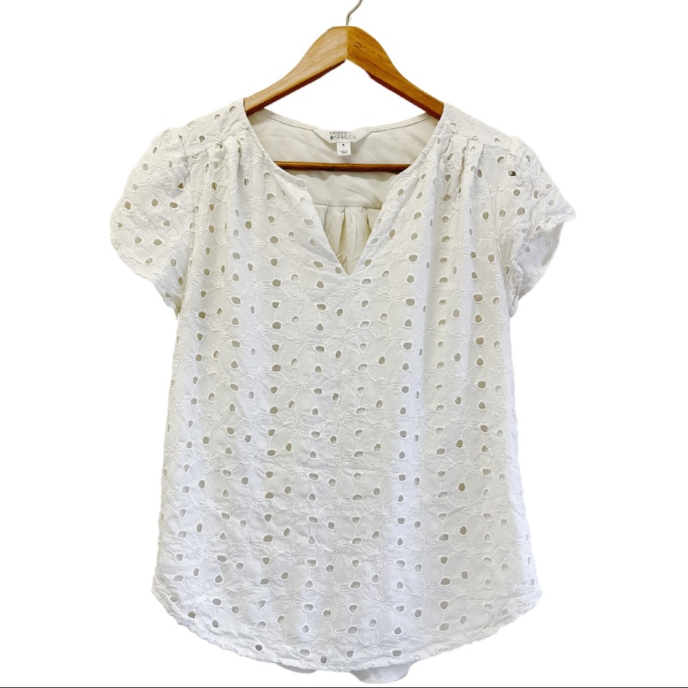 Stitch Fix Market & Spruce White Eyelet Blouse Medium